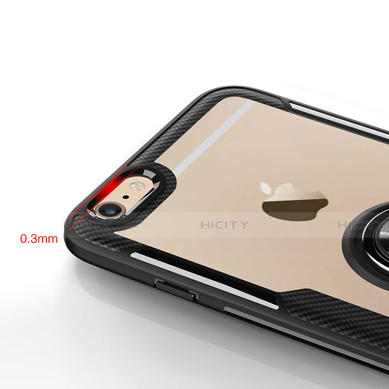 Coque Ultra Slim Silicone Souple Housse Etui Transparente avec Support Bague Anneau S01 pour Apple iPhone 6S Plus Plus