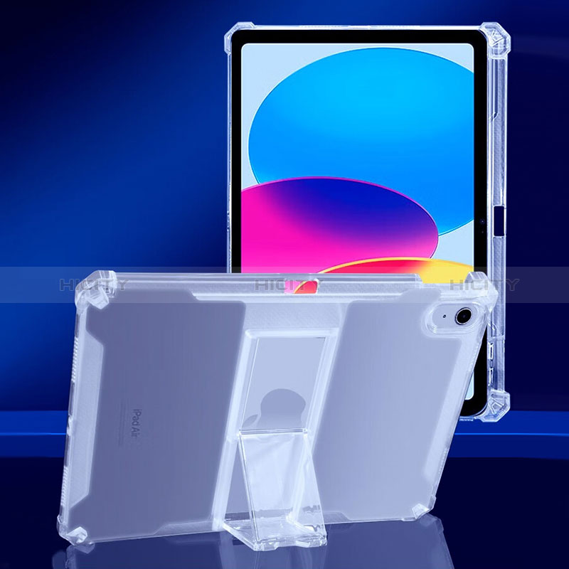 Coque Ultra Slim Silicone Souple Housse Etui Transparente avec Support pour Apple iPad 10.9 (2022) Clair Plus