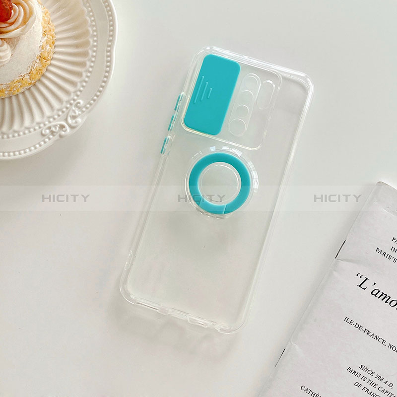 Coque Ultra Slim Silicone Souple Housse Etui Transparente avec Support pour Xiaomi Redmi 9 Bleu Plus