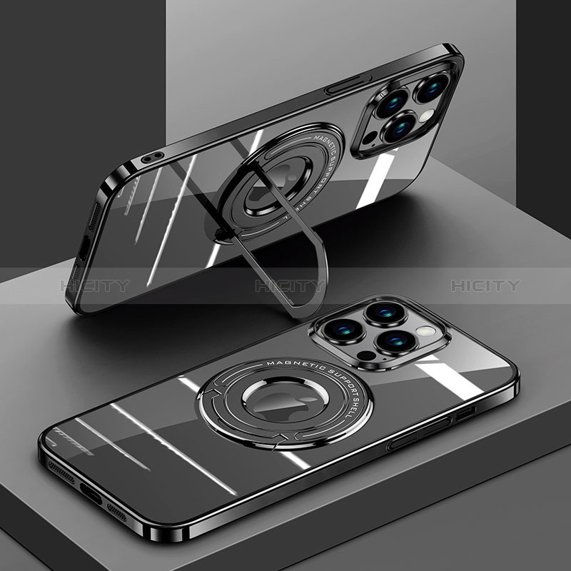 Coque Ultra Slim Silicone Souple Transparente avec Mag-Safe Magnetic Magnetique AC1 pour Apple iPhone 14 Pro Noir Plus