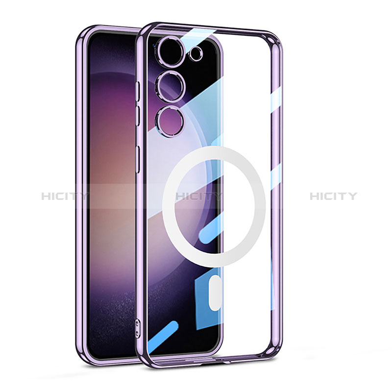 Coque Ultra Slim Silicone Souple Transparente avec Mag-Safe Magnetic Magnetique AC1 pour Samsung Galaxy S21 Plus 5G Violet Plus