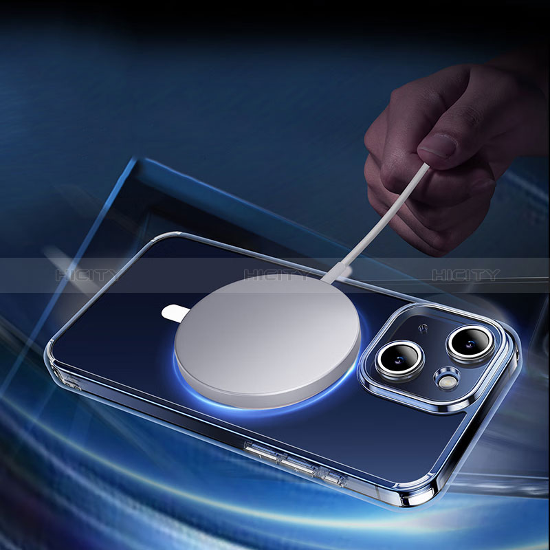 Coque Ultra Slim Silicone Souple Transparente avec Mag-Safe Magnetic Magnetique et Protecteur d'Ecran pour Apple iPhone 15 Clair Plus