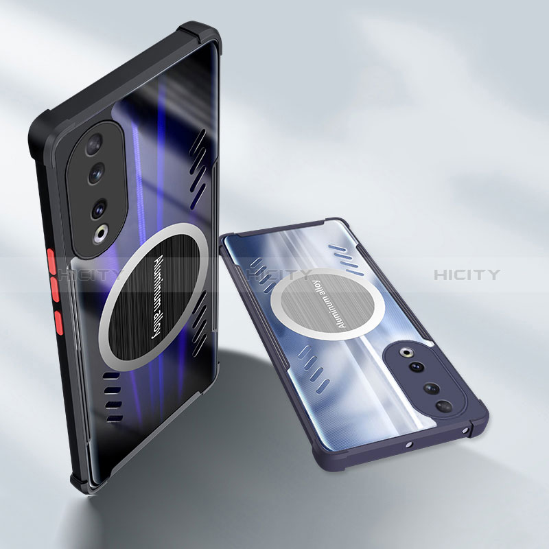 Coque Ultra Slim Silicone Souple Transparente avec Mag-Safe Magnetic Magnetique H01 pour Huawei Honor 90 5G Noir Plus