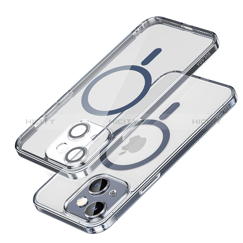 Coque Ultra Slim Silicone Souple Transparente avec Mag-Safe Magnetic Magnetique LD1 pour Apple iPhone 14 Plus Bleu Plus