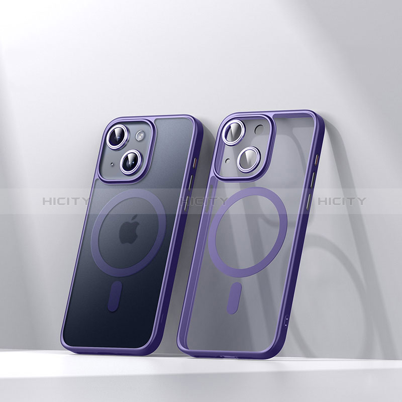 Coque Ultra Slim Silicone Souple Transparente avec Mag-Safe Magnetic Magnetique LD4 pour Apple iPhone 14 Plus Violet Plus