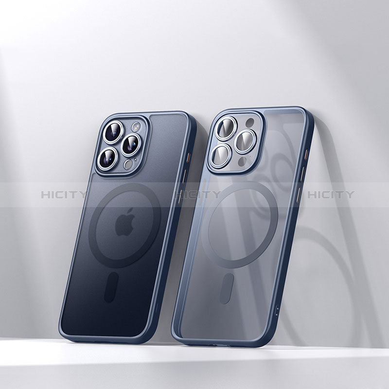 Coque Ultra Slim Silicone Souple Transparente avec Mag-Safe Magnetic Magnetique LD4 pour Apple iPhone 14 Pro Bleu Plus