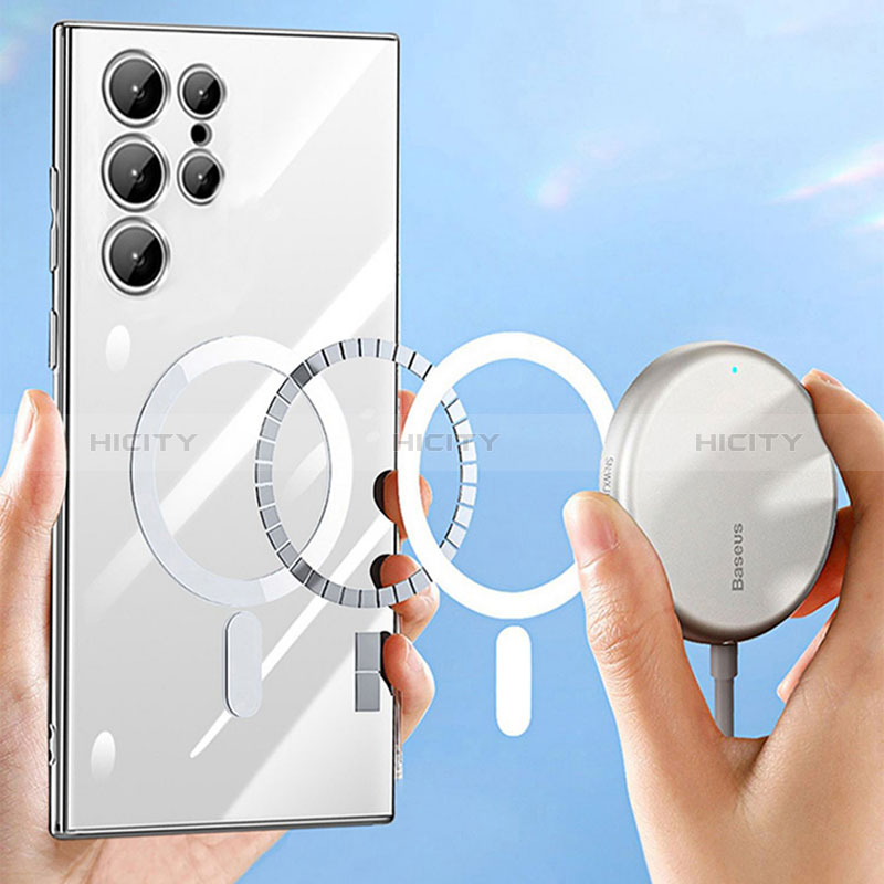 Coque Ultra Slim Silicone Souple Transparente avec Mag-Safe Magnetic Magnetique M01 pour Samsung Galaxy S21 Ultra 5G Plus