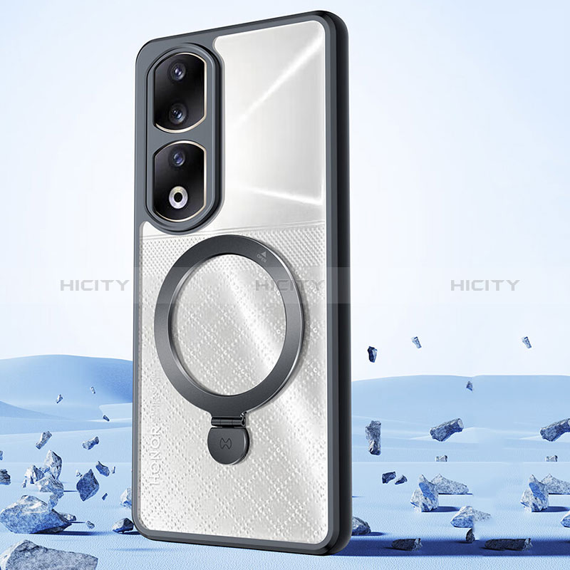 Coque Ultra Slim Silicone Souple Transparente avec Mag-Safe Magnetic Magnetique P01 pour Huawei Honor 90 Pro 5G Noir Plus