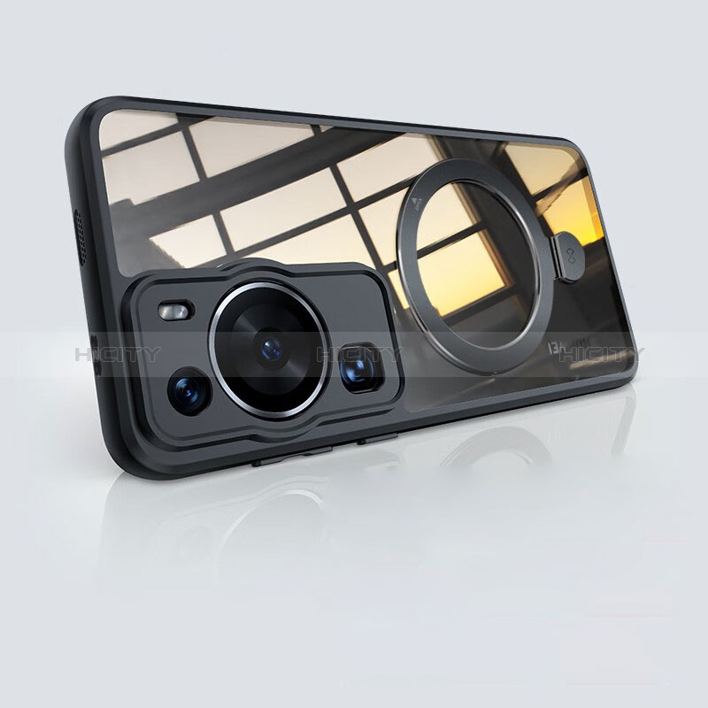 Coque Ultra Slim Silicone Souple Transparente avec Mag-Safe Magnetic Magnetique P01 pour Huawei P60 Pro Noir Plus