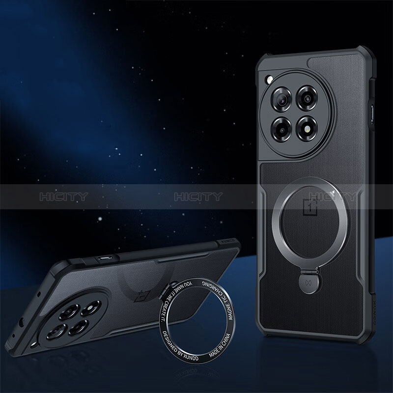 Coque Ultra Slim Silicone Souple Transparente avec Mag-Safe Magnetic Magnetique P01 pour OnePlus 12 5G Noir Plus