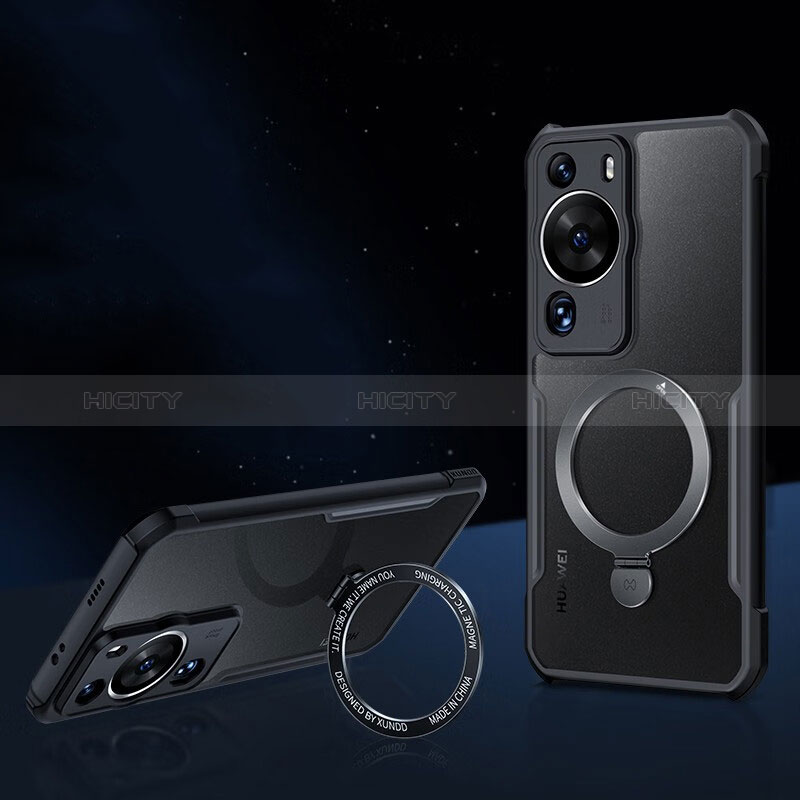 Coque Ultra Slim Silicone Souple Transparente avec Mag-Safe Magnetic Magnetique P02 pour Huawei P60 Pro Noir Plus