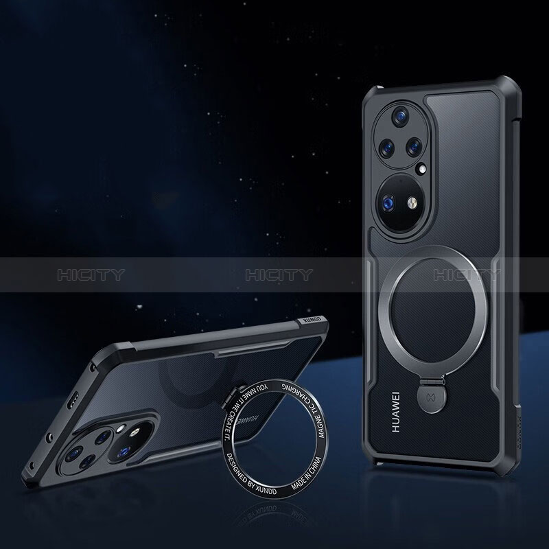 Coque Ultra Slim Silicone Souple Transparente avec Mag-Safe Magnetic Magnetique pour Huawei P50 Pro Noir Plus