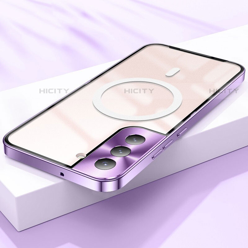 Coque Ultra Slim Silicone Souple Transparente avec Mag-Safe Magnetic Magnetique pour Samsung Galaxy S21 FE 5G Violet Plus