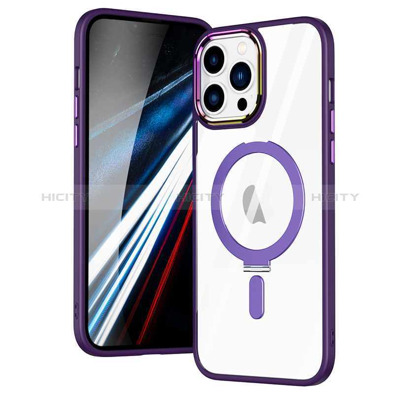 Coque Ultra Slim Silicone Souple Transparente avec Mag-Safe Magnetic Magnetique SD1 pour Apple iPhone 13 Pro Max Violet Plus