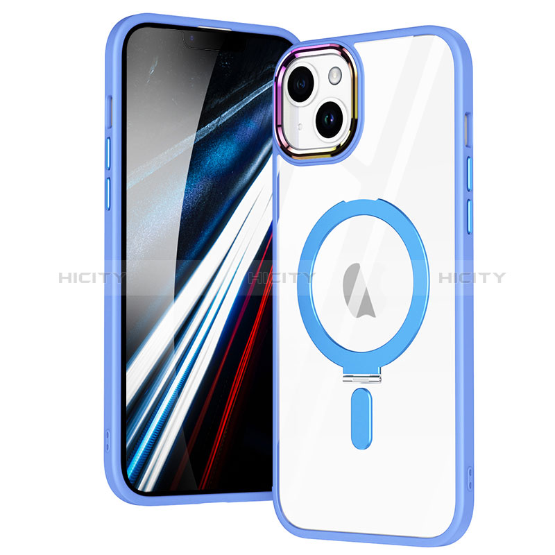Coque Ultra Slim Silicone Souple Transparente avec Mag-Safe Magnetic Magnetique SD1 pour Apple iPhone 14 Bleu Ciel Plus