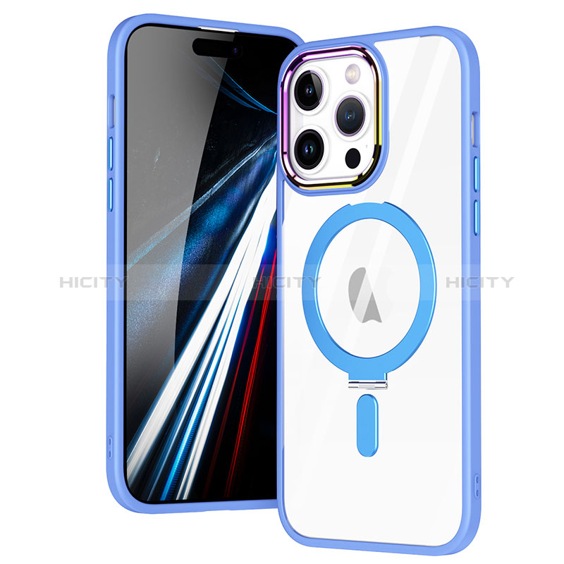 Coque Ultra Slim Silicone Souple Transparente avec Mag-Safe Magnetic Magnetique SD1 pour Apple iPhone 15 Pro Bleu Ciel Plus