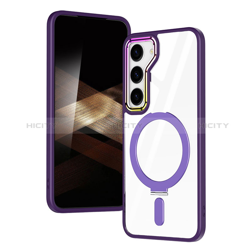 Coque Ultra Slim Silicone Souple Transparente avec Mag-Safe Magnetic Magnetique SD1 pour Samsung Galaxy S24 Plus 5G Violet Plus