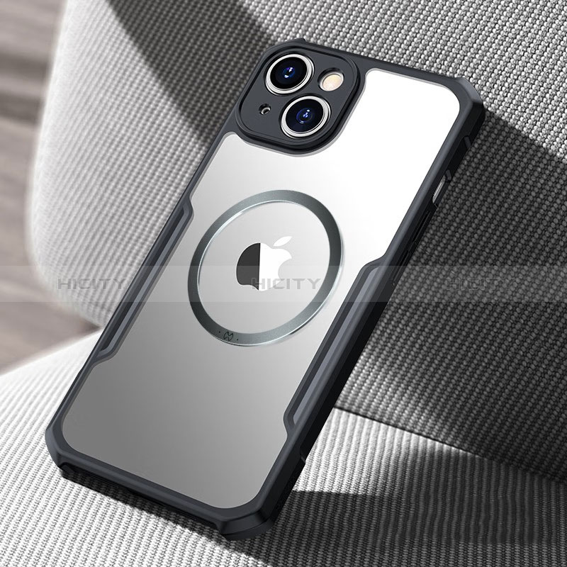Coque Ultra Slim Silicone Souple Transparente avec Mag-Safe Magnetic Magnetique XD3 pour Apple iPhone 15 Noir Plus