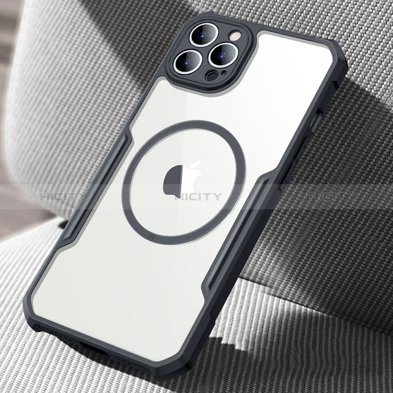 Coque Ultra Slim Silicone Souple Transparente avec Mag-Safe Magnetic Magnetique XD5 pour Apple iPhone 14 Pro Max Noir Plus