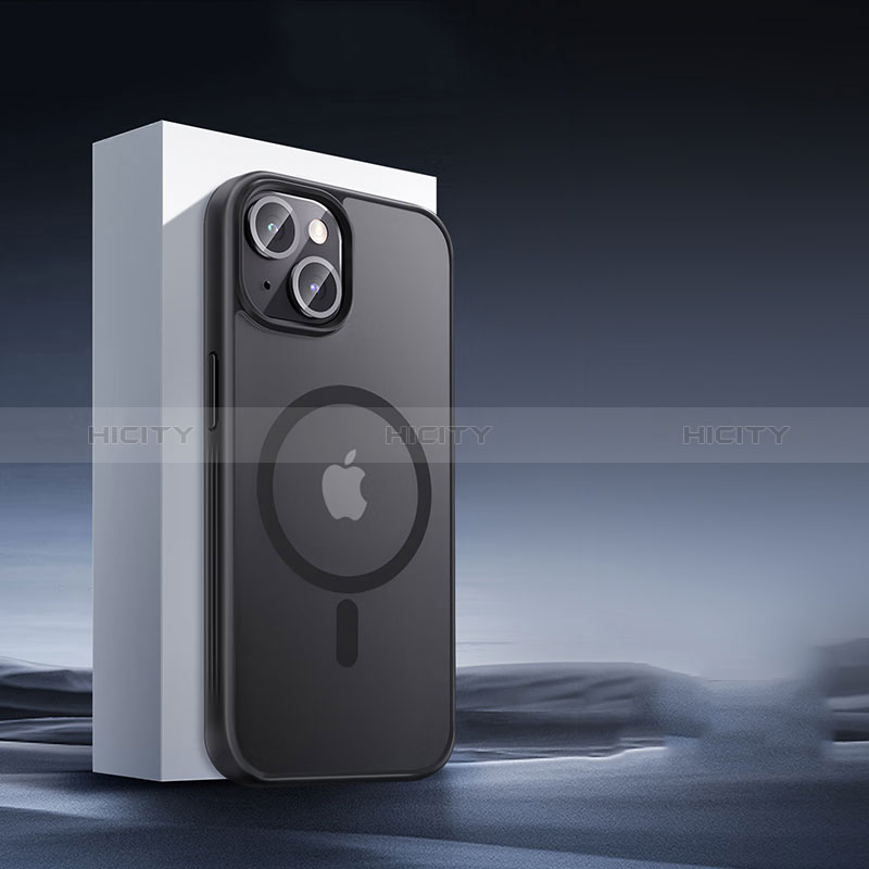 Coque Ultra Slim Silicone Souple Transparente avec Mag-Safe Magnetic Magnetique XD5 pour Apple iPhone 15 Noir Plus