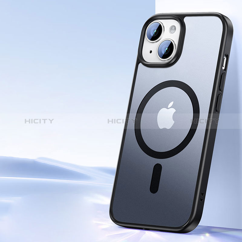 Coque Ultra Slim Silicone Souple Transparente avec Mag-Safe Magnetic Magnetique XD5 pour Apple iPhone 15 Noir Plus