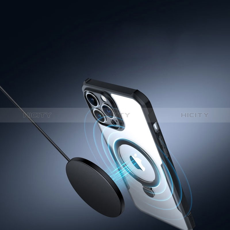Coque Ultra Slim Silicone Souple Transparente avec Mag-Safe Magnetic Magnetique XD7 pour Apple iPhone 13 Pro Noir Plus