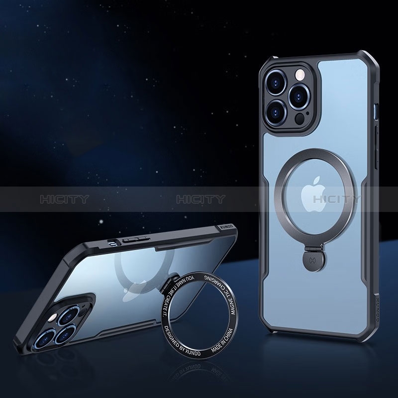 Coque Ultra Slim Silicone Souple Transparente avec Mag-Safe Magnetic Magnetique XD7 pour Apple iPhone 14 Pro Noir Plus
