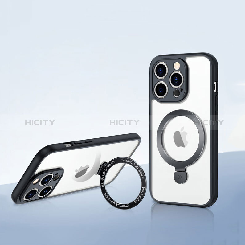 Coque Ultra Slim Silicone Souple Transparente avec Mag-Safe Magnetic Magnetique XD8 pour Apple iPhone 13 Pro Max Noir Plus