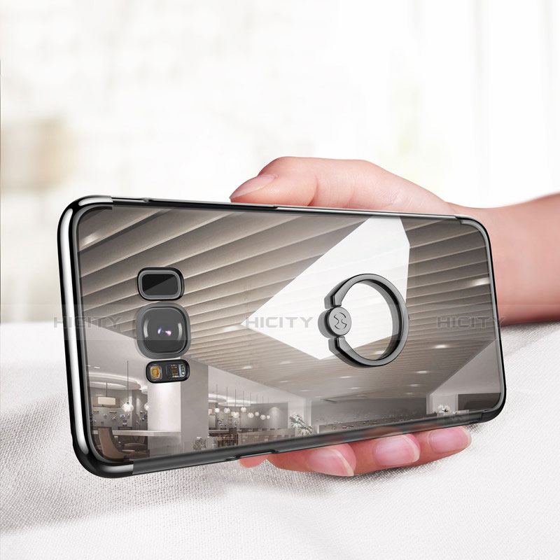 Coque Ultra Slim Silicone Souple Transparente avec Support Bague Anneau pour Samsung Galaxy S8 Clair Plus