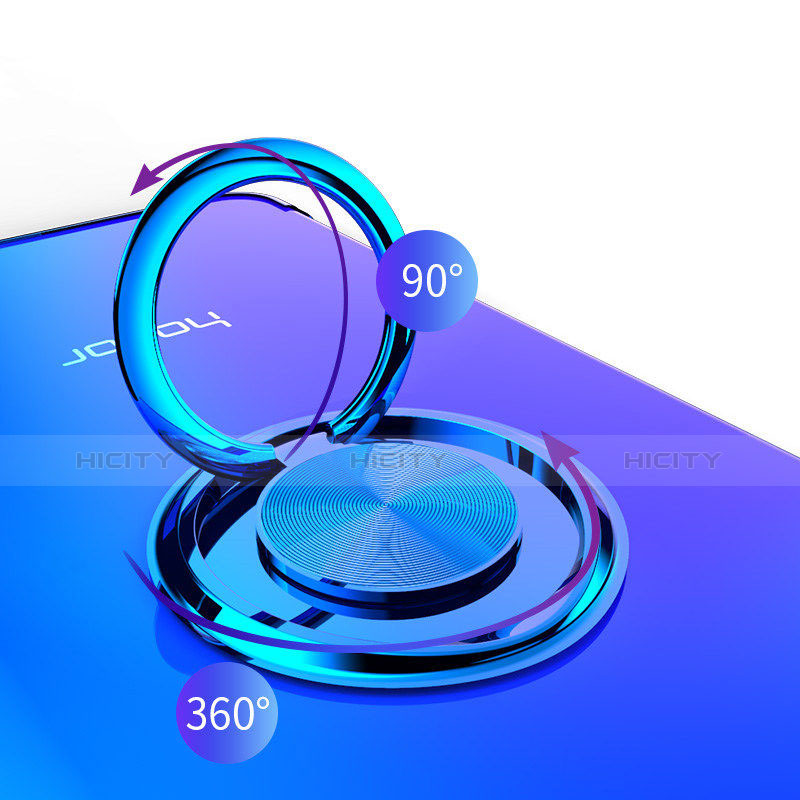 Coque Ultra Slim Silicone Souple Transparente avec Support Bague Anneau S01 pour Huawei Honor 10 Bleu Plus