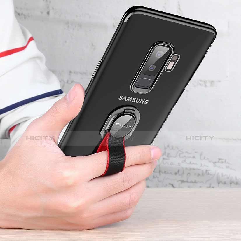 Coque Ultra Slim Silicone Souple Transparente avec Support Bague Anneau T01 pour Samsung Galaxy S9 Plus Clair Plus