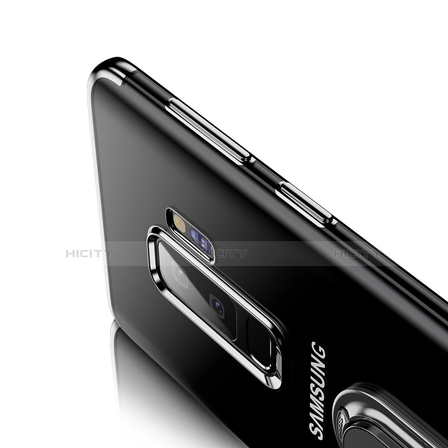 Coque Ultra Slim Silicone Souple Transparente avec Support Bague Anneau T01 pour Samsung Galaxy S9 Plus Clair Plus