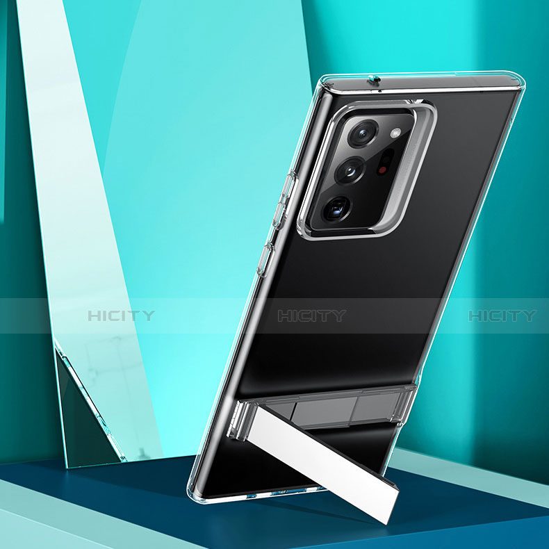 Coque Ultra Slim Silicone Souple Transparente avec Support pour Samsung Galaxy Note 20 Ultra 5G Clair Plus