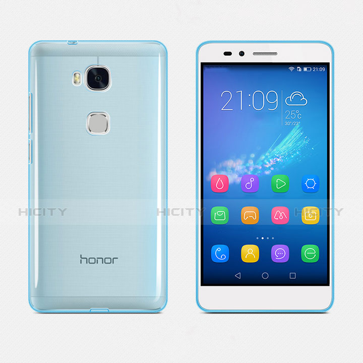 Coque Ultra Slim TPU Souple Transparente pour Huawei GR5 Bleu Plus