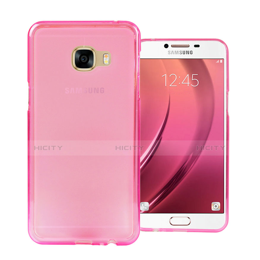 Coque Ultra Slim TPU Souple Transparente pour Samsung Galaxy C7 SM-C7000 Rose Plus