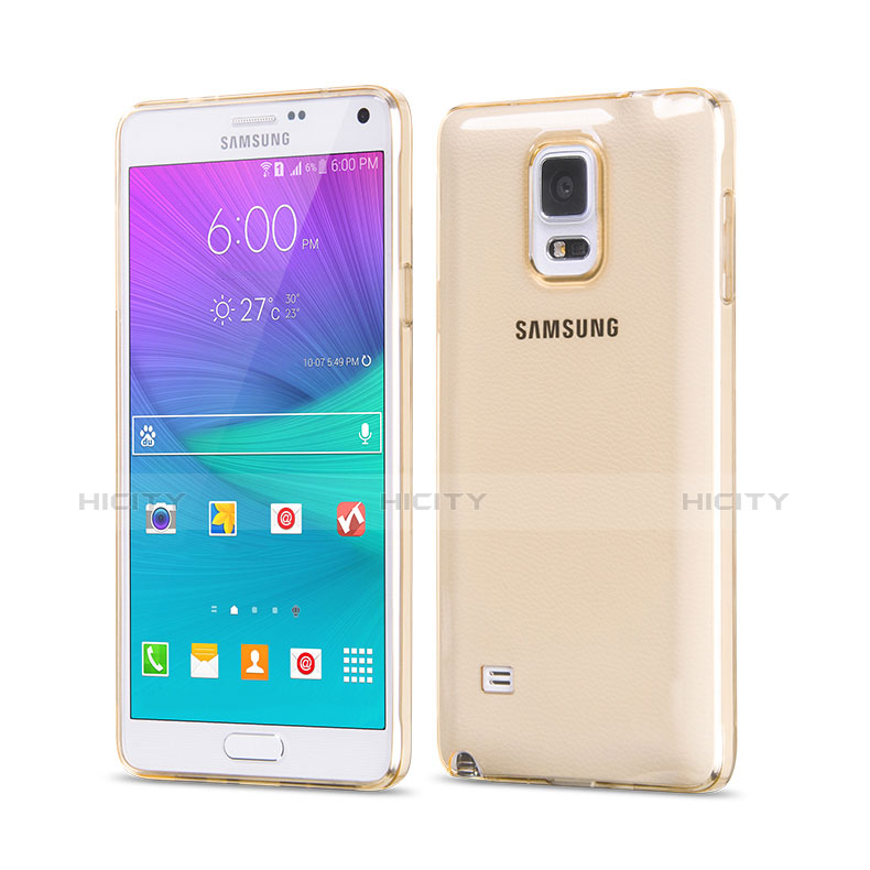 Coque Ultra Slim TPU Souple Transparente pour Samsung Galaxy Note 4 Duos N9100 Dual SIM Or Plus