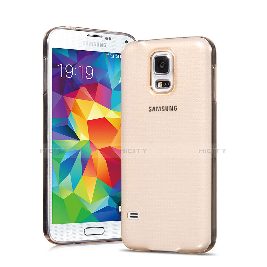 Coque Ultra Slim TPU Souple Transparente pour Samsung Galaxy S5 G900F G903F Or Plus