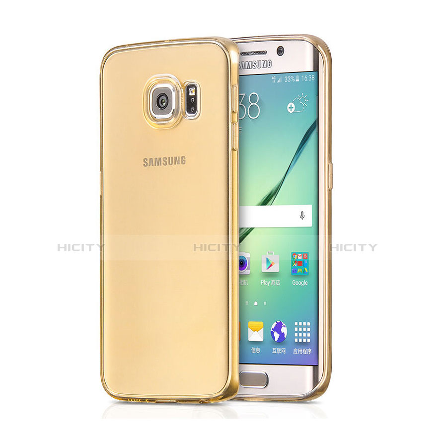 Coque Ultra Slim TPU Souple Transparente pour Samsung Galaxy S6 Edge SM-G925 Or Plus