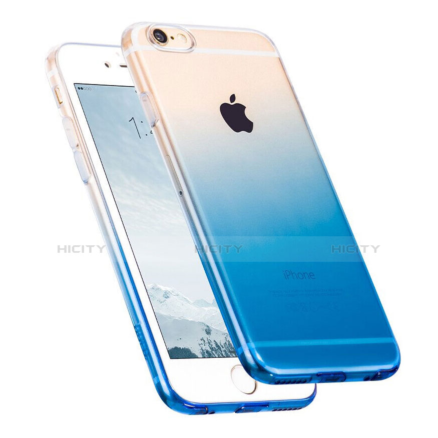 Coque Ultra Slim Transparente Souple Degrade pour Apple iPhone 6 Bleu Plus
