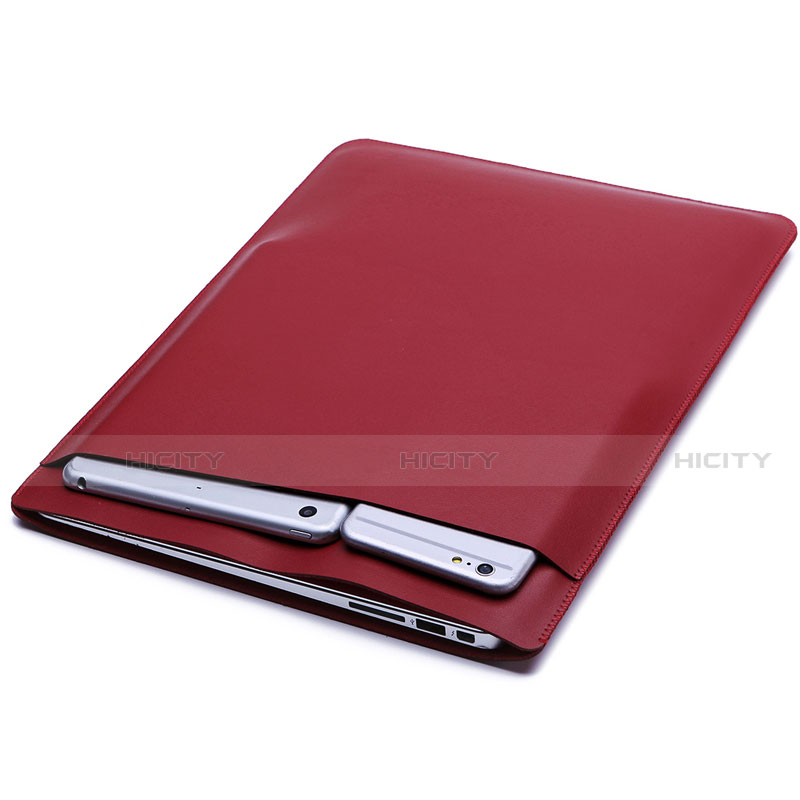 Double Pochette Housse Cuir L02 pour Huawei Matebook 13 (2020) Rouge Plus