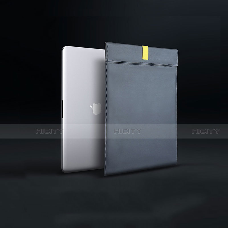 Double Pochette Housse Cuir L03 pour Apple MacBook 12 pouces Noir Plus