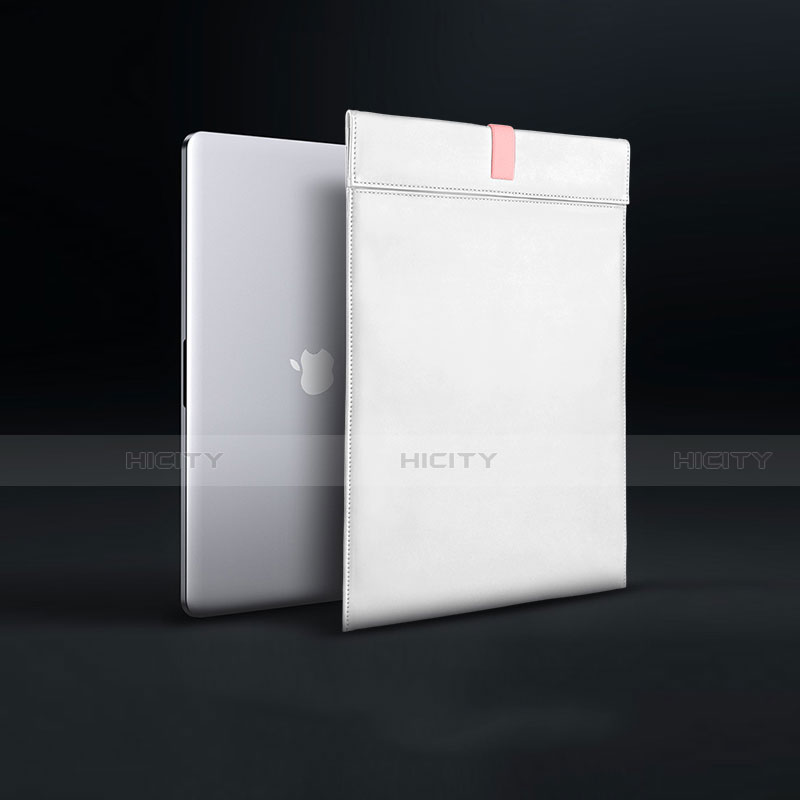 Double Pochette Housse Cuir L03 pour Apple MacBook Pro 13 pouces Blanc Plus