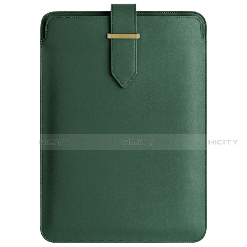 Double Pochette Housse Cuir L04 pour Apple MacBook Pro 13 pouces Vert Plus