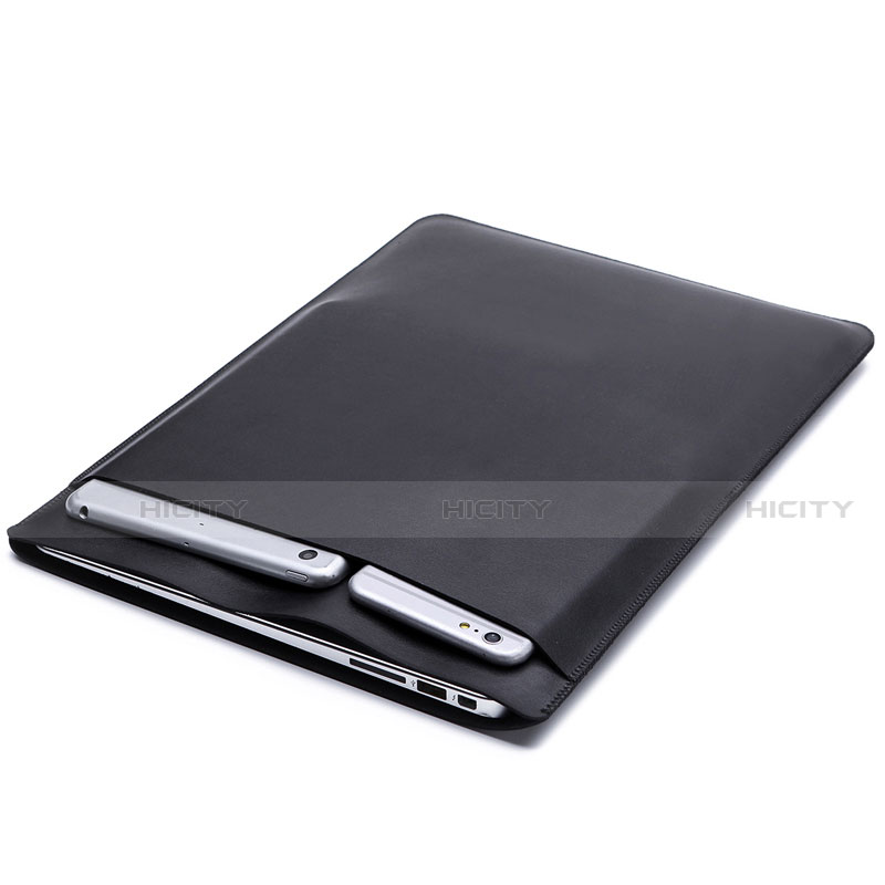 Double Pochette Housse Cuir L20 pour Apple MacBook 12 pouces Noir Plus