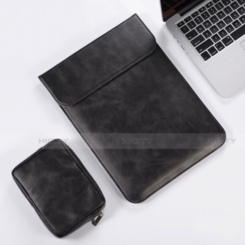 Double Pochette Housse Cuir pour Apple MacBook Air 13 pouces (2020) Noir Plus