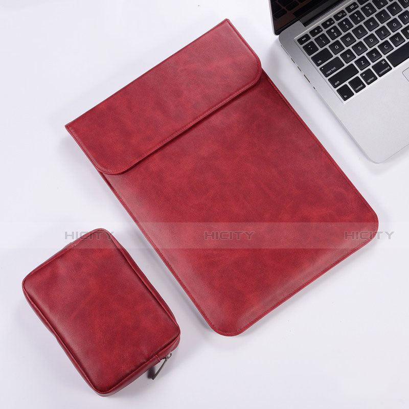 Double Pochette Housse Cuir pour Apple MacBook Pro 13 pouces Rouge Plus