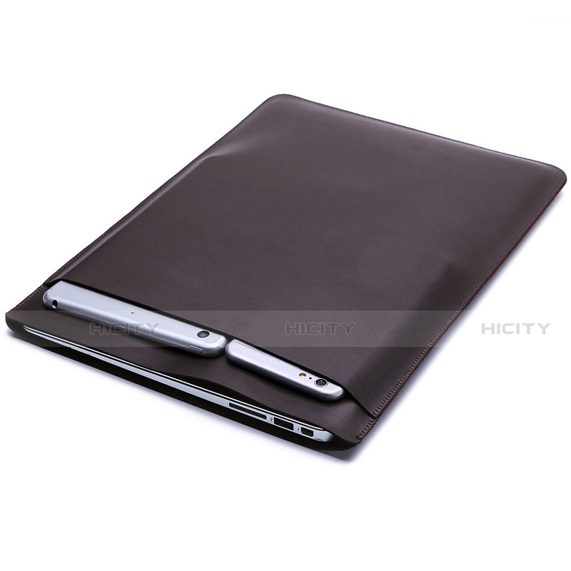 Double Pochette Housse Cuir pour Huawei Honor MagicBook 15 Marron Plus