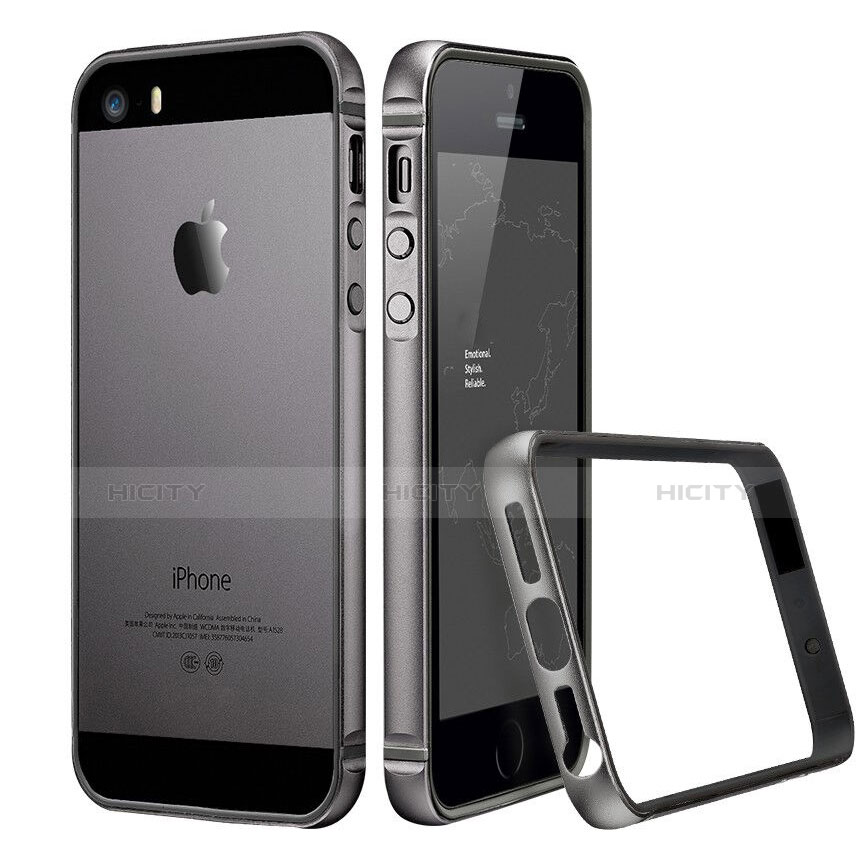 Etui Bumper Luxe Aluminum Metal pour Apple iPhone 5 Gris Plus