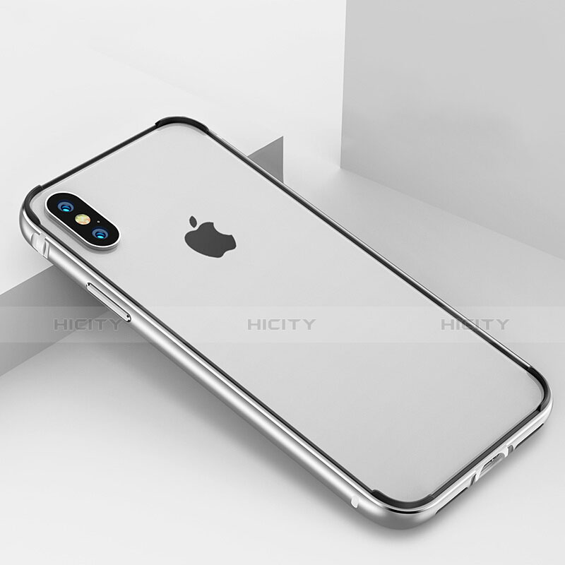 Etui Bumper Luxe Aluminum Metal pour Apple iPhone Xs Argent Plus