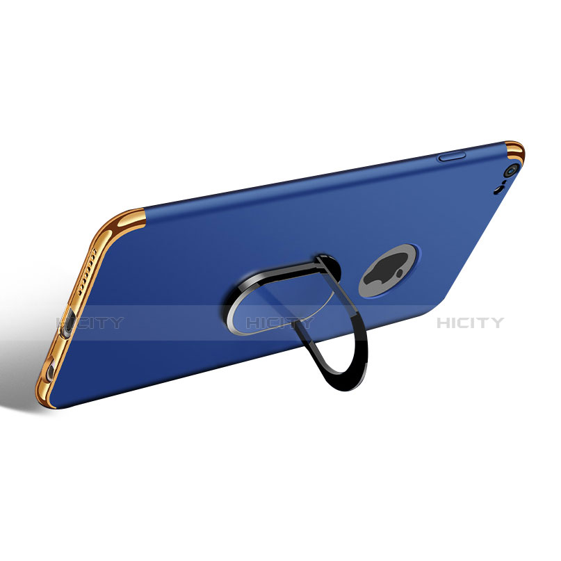 Etui Bumper Luxe Metal et Plastique avec Support Bague Anneau A01 pour Apple iPhone 6 Plus Bleu Plus